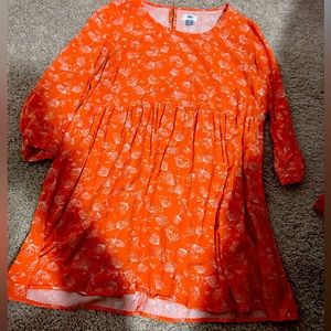 XL, orange, flower print dress